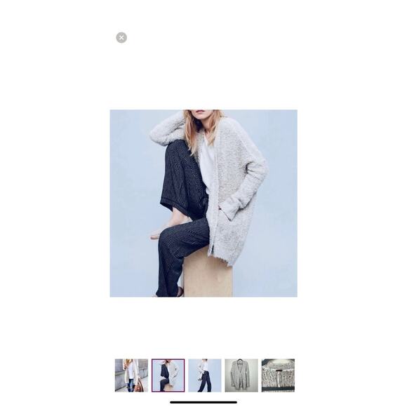 Free People Boucle Alpaca Cardigan Sweater Khaki/White Oversized SMALL - Picture 2 of 12